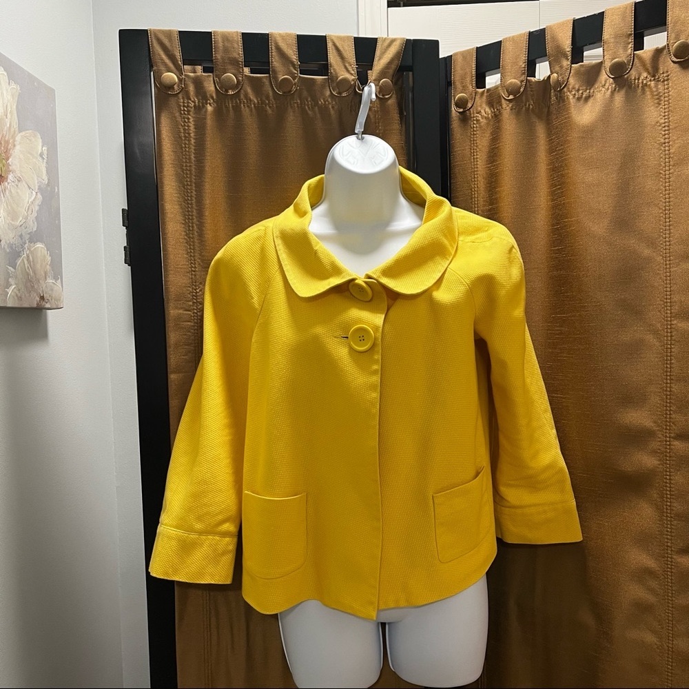 Allison Taylor Sunny Yellow Cropped Button Blazer